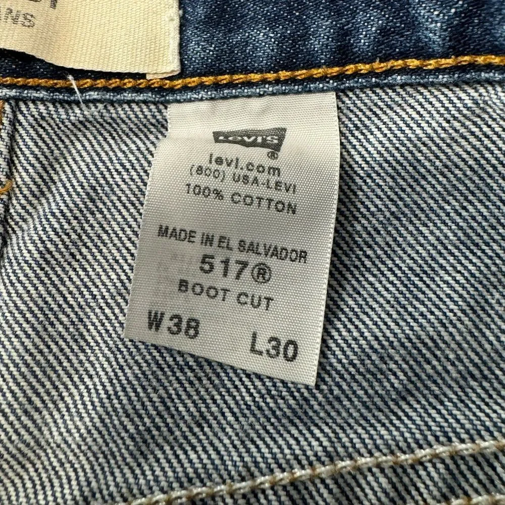 Levi's 517 Jeans Mens Size 38x27 Black Denim Classic Casual 90s Style Bootcut